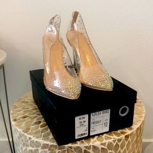 Azalea Wang Clear Glitter Pumps Size 10